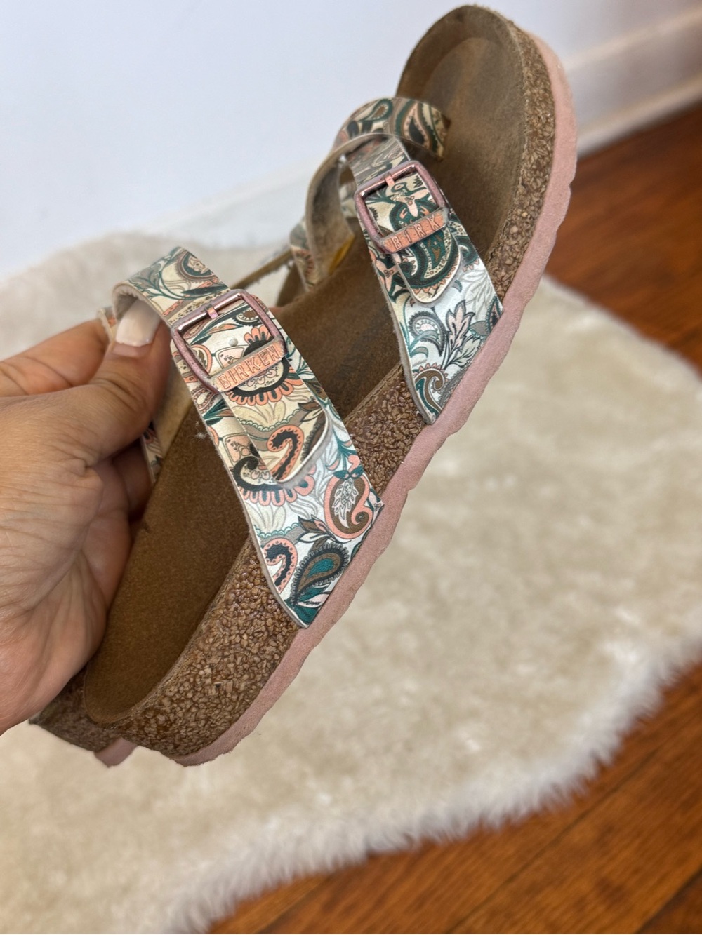 Birkenstock Print Pink Cork Footbed Girls  Sandals Sz 31 - Picture 7 of 10